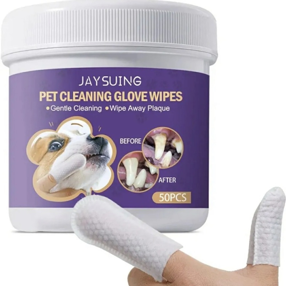 Pet Cleaning: Mouth / Teeth / Gum Cleaning Glove Wipes 50 Ct Pack!
